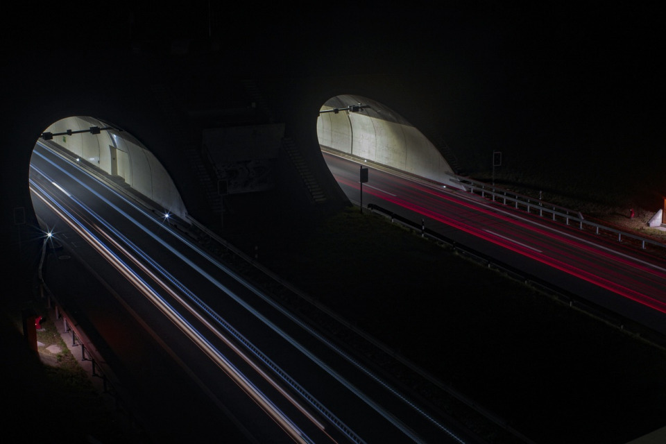night highway light trails West Midlands